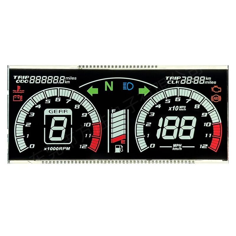 VA-transmissives Segment-LCD-Display für Motorrad-Tachometer VA-negatives LCD-Display