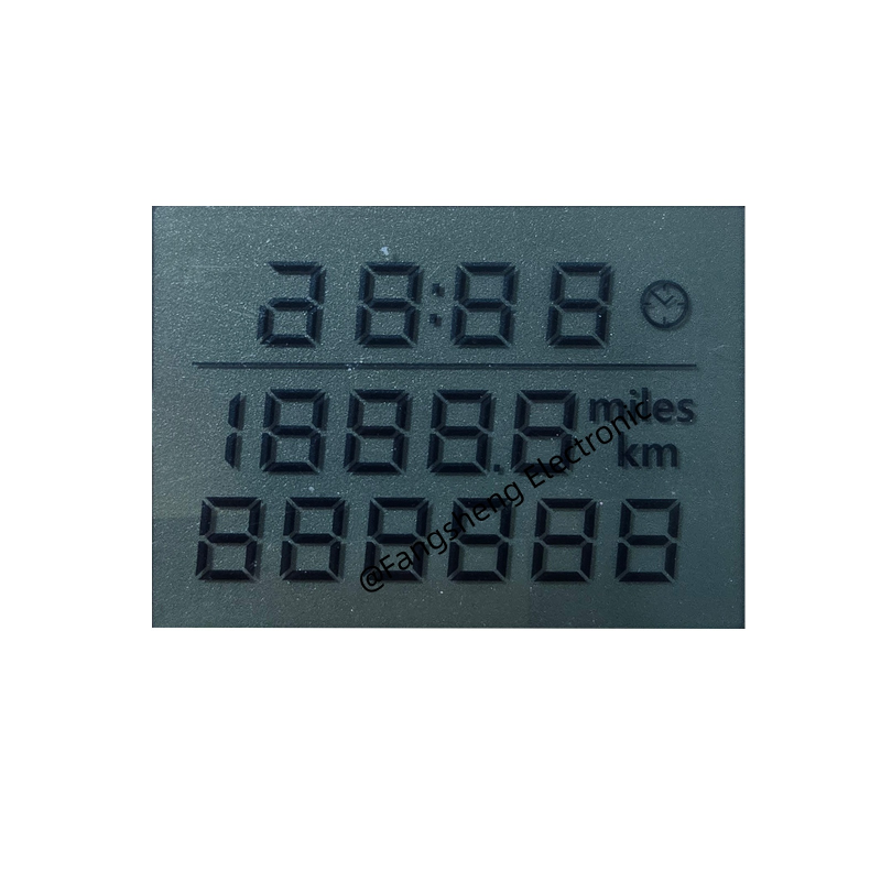Kundenspezifisches LCD-Display für Tachometer, OEM-ODM-Segment-LCD-Display für Motorräder, TN-Monochrom-LCD