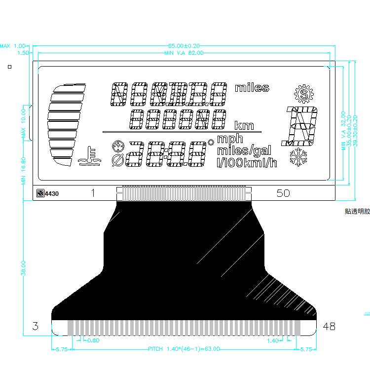 OEM-Segment LCD-Display-Hersteller TN STN HTN FSTN Monochrome LCD-Fabrik für Motorräder/Tachometer/Auto