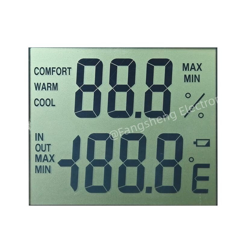 Kundenspezifisches TN-Positiv-Transflektives Segment-LCD für Thermometer und Hygrometer OEM-Segment-LCD-Anzeigetafel TN STN HTN VA FSTN Reflektiv