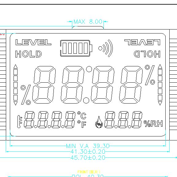 Benutzerdefiniertes TN-Positivsegment-LCD für Thermometer und Hygrometer Reflektierendes Positivsegment-LCD-Anzeigefeld TN STN FSTN Factory
