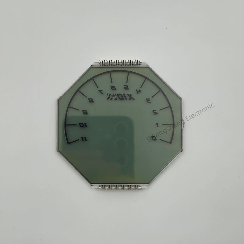 Kundenspezifischer, unregelmäßig geformter HTN-Bildschirm für Motorräder, 6-Uhr-7-Segment-LCD-Glasscheiben