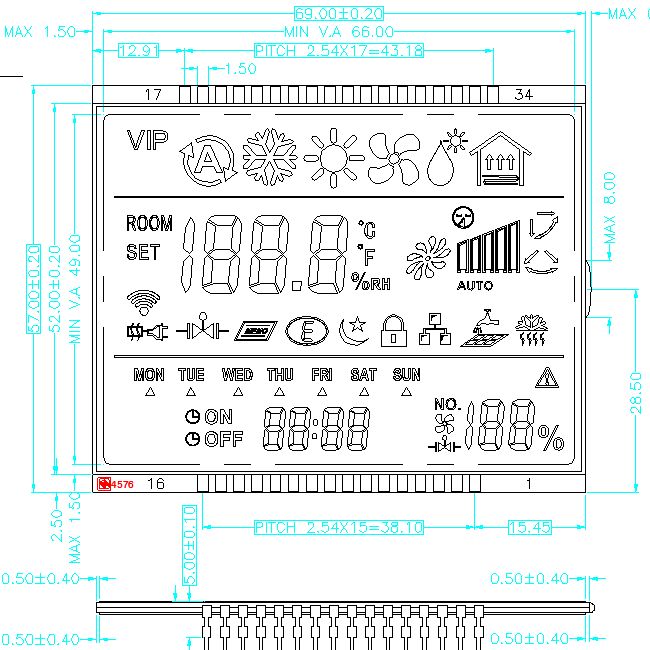 Kundenspezifisches TN STN HTN FSTN VA LCD-Bildschirm Monochrom-Segment-LCD-Modul für Thermostat-Monochrom-Digit-LCD-Display-Hersteller