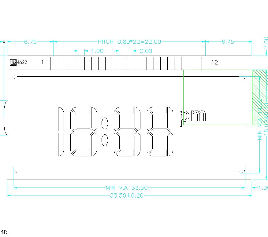 Monochrome TN-LCD-Displays in Sondergröße für Ziffernuhr-TN-Segment-LCD-Panel TN-LCD-Bildschirme