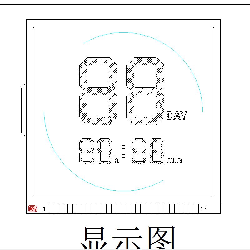 Kundenspezifisches TN-LCD, 2-stelliges 7-Segment-LCD-Display, reflektierend, positiv, LCD-Bildschirm für Timer