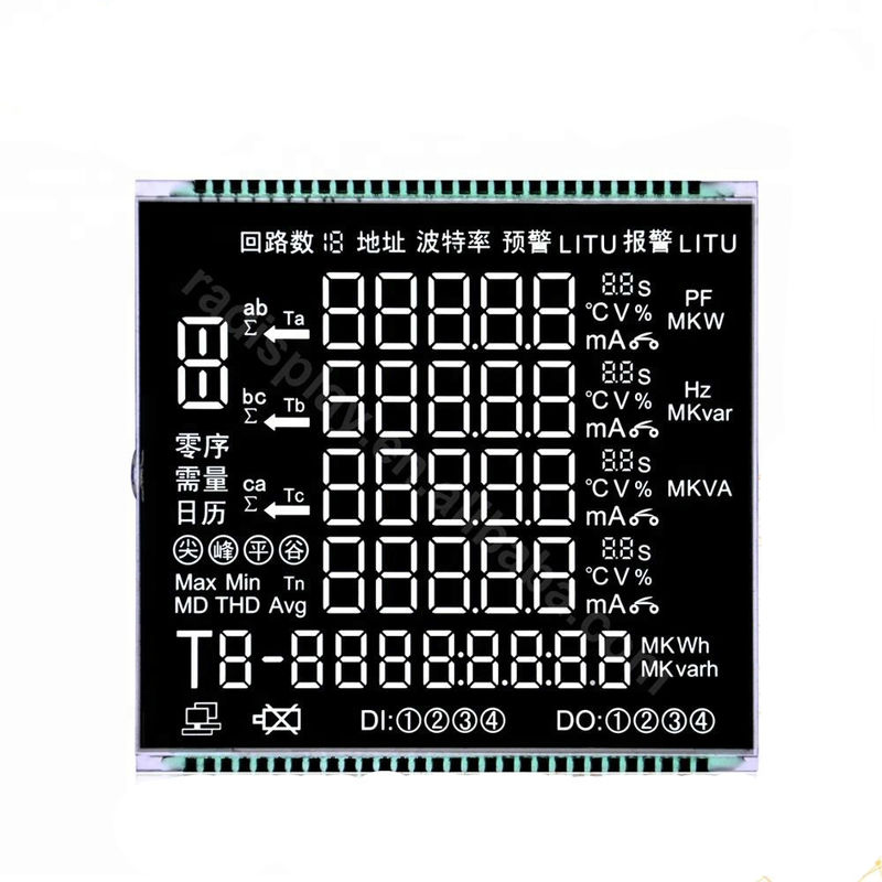 Anzeige 3.3V VA LCD mit Matel-Stiften schließen schwarzen Hintergrund-LCD-Bildschirm für Energie-Meter an