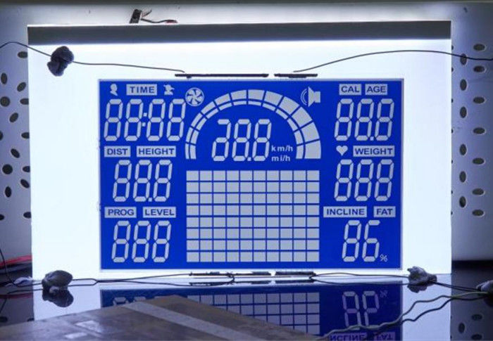 Kundengebundene 7 negative Lcd blaue Backgound Anzeige Segment LCD-Anzeigen-HTN für Sport Equiment