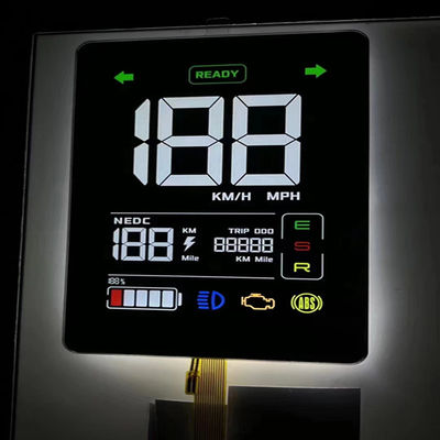 Kundenspezifisches VA-Schwarz-Segment-LCD-Display, gedruckte Farbe für Auto-Armaturenbrett, 7-Segment-Display, 4-stelliges LCD-Display, PIN-Anschluss